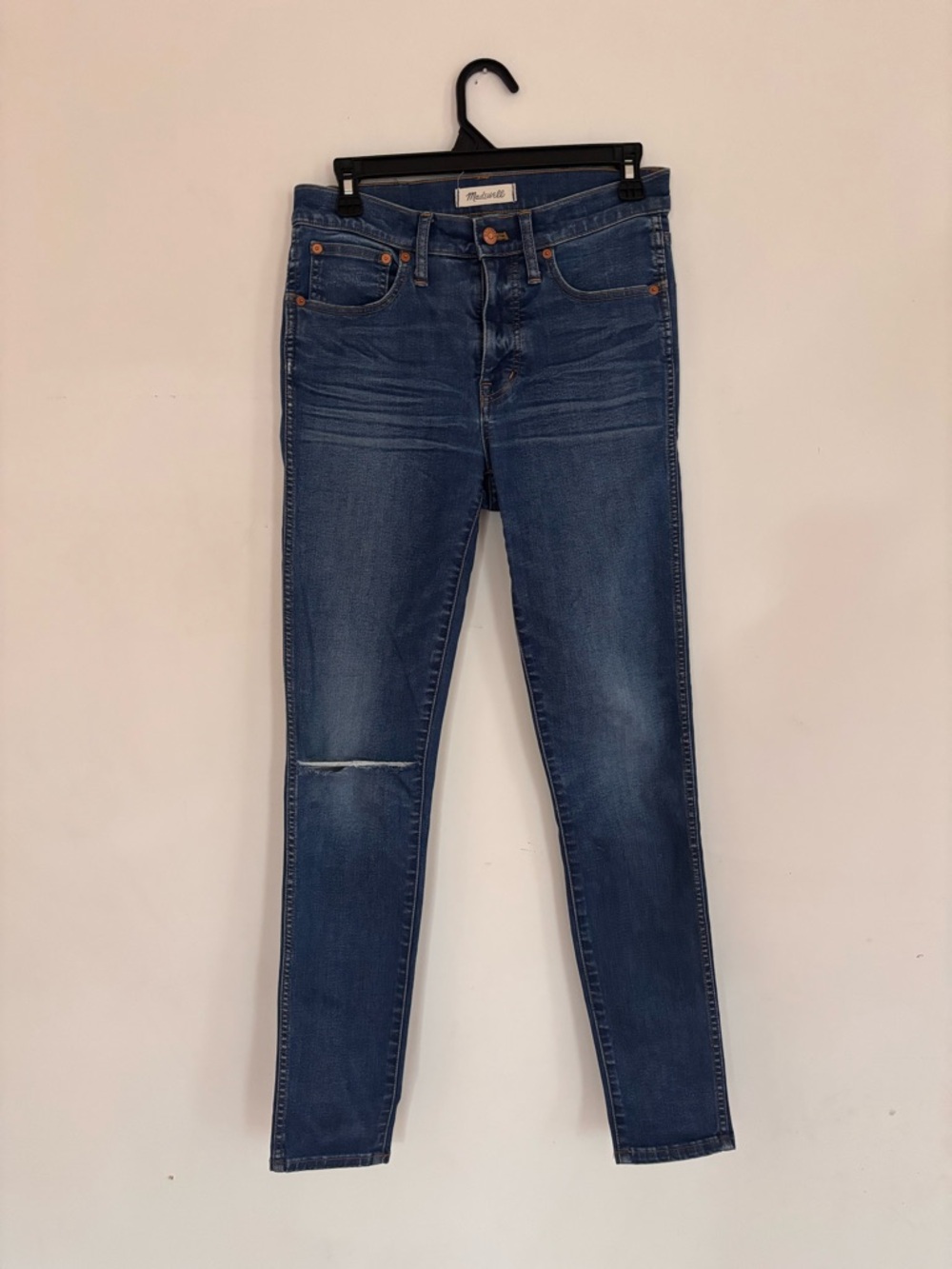 Madewell High Rise Skinny Jeans Size 28T Distressed Knee